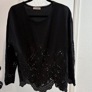 Ulla Johnson Black Lace Detail Blouse